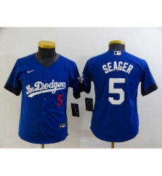 Youth Los Angeles Dodgers #5 Corey Seager Blue City Player Jersey