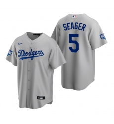 Youth Los Angeles Dodgers 5 Corey Seager Gray 2020 World Series Champions Replica Jersey