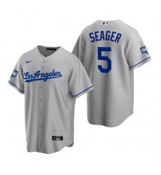 Youth Los Angeles Dodgers 5 Corey Seager Gray 2020 World Series Champions Road Replica Jersey