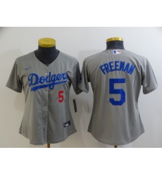 Youth Los Angeles Dodgers 5 Freddie Freeman Grey 2022 Number Cool Base Stitched Nike Jersey
