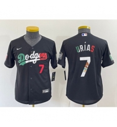 Youth Los Angeles Dodgers #7 Julio Urias Black Mexico Number 2020 World Series Cool Base Nike Jersey