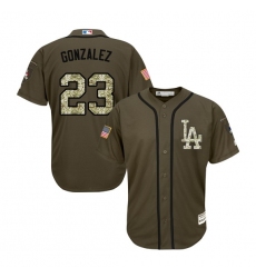 Youth Los Angeles Dodgers Adrian Gonzalez Official Green Authentic Majestic Salute to Service MLB Jersey