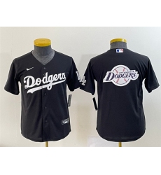 Youth Los Angeles Dodgers Black Team Big Logo Stitched Baseball Jersey