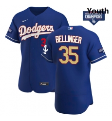 Youth Los Angeles Dodgers Cody Bellinger 35 Gold Program Designed Edition Blue Flex Base Stitched Jersey