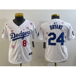 Youth Los Angeles Dodgers Front 8 Back 24 Kobe Bryant White 2025 Tokyo Series Limited Stitched Baseball Jersey