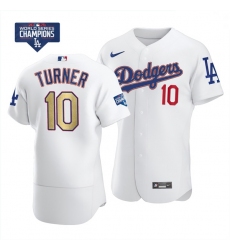 Youth Los Angeles Dodgers Justin Turner 10 Gold Program Designed Edition White Flex Base Stitched Jersey