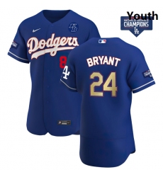 Youth Los Angeles Dodgers Kobe Bryant Gold Program Designed Edition Blue Flex Base Stitched Jersey