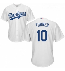 Youth Majestic Los Angeles Dodgers 10 Justin Turner Replica White Home Cool Base MLB Jersey