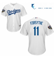 Youth Majestic Los Angeles Dodgers 11 Logan Forsythe Authentic White Home Cool Base 2018 World Series MLB Jersey 
