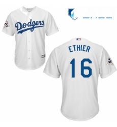 Youth Majestic Los Angeles Dodgers 16 Andre Ethier Authentic White Home 2017 World Series Bound Cool Base MLB Jersey