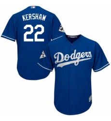 Youth Majestic Los Angeles Dodgers 22 Clayton Kershaw Replica Royal Blue Alternate 2017 World Series Bound Cool Base MLB Jersey