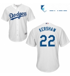 Youth Majestic Los Angeles Dodgers 22 Clayton Kershaw Replica White Home Cool Base MLB Jersey