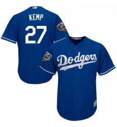 Youth Majestic Los Angeles Dodgers 27 Matt Kemp Authentic Royal Blue Alternate Cool Base 2018 World Series MLB Jersey 