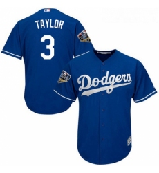 Youth Majestic Los Angeles Dodgers 3 Chris Taylor Authentic Royal Blue Alternate Cool Base 2018 World Series MLB Jersey 