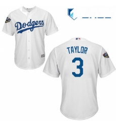Youth Majestic Los Angeles Dodgers 3 Chris Taylor Authentic White Home Cool Base 2018 World Series MLB Jersey 