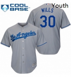Youth Majestic Los Angeles Dodgers 30 Maury Wills Authentic Grey Road Cool Base MLB Jersey