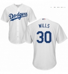 Youth Majestic Los Angeles Dodgers 30 Maury Wills Replica White Home Cool Base MLB Jersey