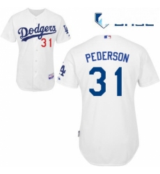 Youth Majestic Los Angeles Dodgers 31 Joc Pederson Authentic White Home Cool Base MLB Jersey