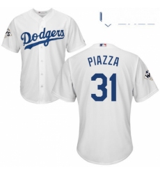 Youth Majestic Los Angeles Dodgers 31 Mike Piazza Authentic White Home 2017 World Series Bound Cool Base MLB Jersey