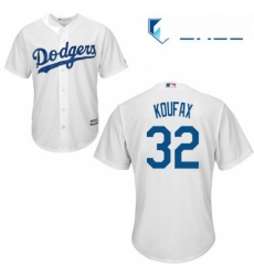 Youth Majestic Los Angeles Dodgers 32 Sandy Koufax Authentic White Home Cool Base MLB Jersey