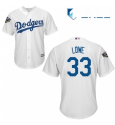 Youth Majestic Los Angeles Dodgers 33 Mark Lowe Authentic White Home Cool Base 2018 World Series MLB Jersey 