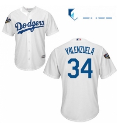 Youth Majestic Los Angeles Dodgers 34 Fernando Valenzuela Authentic White Home Cool Base 2018 World Series MLB Jersey