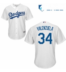 Youth Majestic Los Angeles Dodgers 34 Fernando Valenzuela Authentic White Home Cool Base MLB Jersey