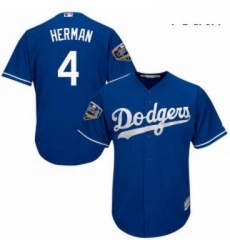 Youth Majestic Los Angeles Dodgers 4 Babe Herman Authentic Royal Blue Alternate Cool Base 2018 World Series MLB Jersey