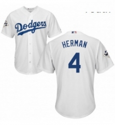 Youth Majestic Los Angeles Dodgers 4 Babe Herman Replica White Home 2017 World Series Bound Cool Base MLB Jersey