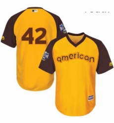 Youth Majestic Los Angeles Dodgers 42 Jackie Robinson Authentic Yellow 2016 All Star American League BP Cool Base MLB Jersey