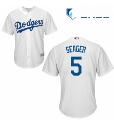 Youth Majestic Los Angeles Dodgers 5 Corey Seager Authentic White Home Cool Base MLB Jersey