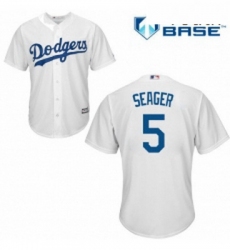 Youth Majestic Los Angeles Dodgers 5 Corey Seager Replica White Home Cool Base MLB Jersey