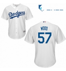 Youth Majestic Los Angeles Dodgers 57 Alex Wood Authentic White Home Cool Base MLB Jersey 