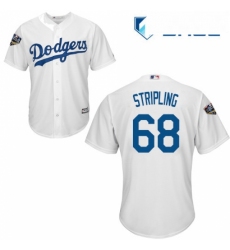 Youth Majestic Los Angeles Dodgers 68 Ross Stripling Authentic White Home Cool Base 2018 World Series MLB Jersey 