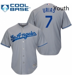 Youth Majestic Los Angeles Dodgers 7 Julio Urias Authentic Grey Road Cool Base MLB Jersey