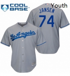 Youth Majestic Los Angeles Dodgers 74 Kenley Jansen Authentic Grey Road Cool Base MLB Jersey
