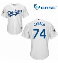 Youth Majestic Los Angeles Dodgers 74 Kenley Jansen Authentic White Home 2017 World Series Bound Cool Base MLB Jersey