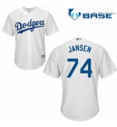 Youth Majestic Los Angeles Dodgers 74 Kenley Jansen Replica White Home Cool Base MLB Jersey