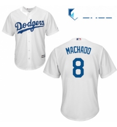 Youth Majestic Los Angeles Dodgers 8 Manny Machado Authentic White Home Cool Base MLB Jersey 