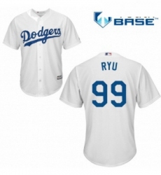Youth Majestic Los Angeles Dodgers 99 Hyun Jin Ryu Authentic White Home Cool Base MLB Jersey