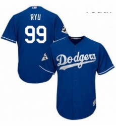 Youth Majestic Los Angeles Dodgers 99 Hyun Jin Ryu Replica Royal Blue Alternate 2017 World Series Bound Cool Base MLB Jersey