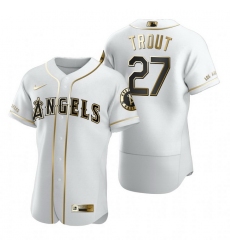 Los Angeles Angels 27 Mike Trout White Nike Mens Authentic Golden Edition MLB Jersey