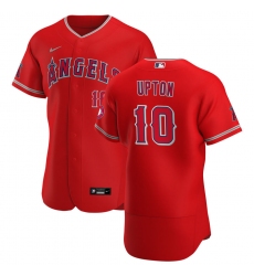 Men Los Angeles Angels 10 Justin Upton Men Nike Red Alternate 2020 Flex Base Player MLB Jersey