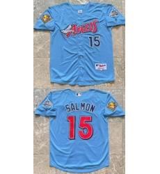 Men Los Angeles Angels 15 Tim Salmon Blue With 2001 American League Baseball Seasons 100th Anniversary Patch Stitched Baseball Jersey Men Los Angeles Angels 15 Tim Salmon Blue With 2001 American League Baseball Seasons 100th Anniversary Patch Stitched Baseball Jersey