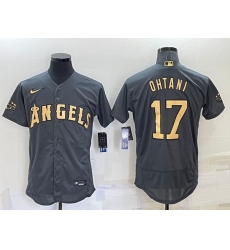 Men Los Angeles Angels 17 Shohei Ohtani 2022 All Star Charcoal Flex Base Stitched Jersey