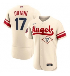 Men Los Angeles Angels 17 Shohei Ohtani 2022 Cream City Connect Flex Base Stitched Jerseys