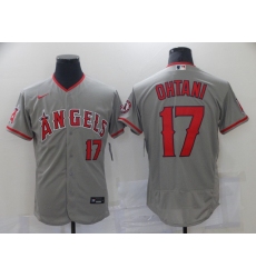 Men Los Angeles Angels 17 Shohei Ohtani Men Nike Gray Home 2020 Flex Base Player MLB Jersey