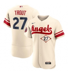 Men Los Angeles Angels 27 Mike Trout 2022 Cream City Connect Flex Base Stitched Jerseys