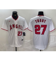Men Los Angeles Angels 27 Mike Trout White Stitched Baseball Jersey