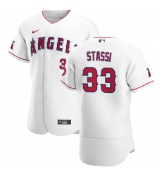 Men Los Angeles Angels 33 Max Stassi Men Nike White Home 2020 Flex Base Player MLB Jersey